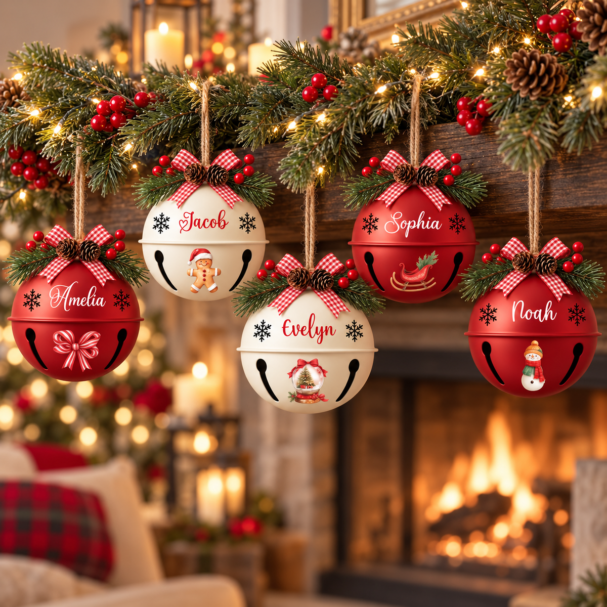 Personalized Christmas Jingle Bell Ornament | Custom Name Family Bauble Plaque | Pine Cone Plaid Bow Tree Hanging Keepsake Decor 80a930f2-9689-4584-bbc4-512ecd73ab89-banner-1.png