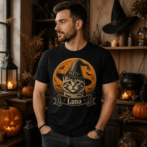 Custom Pet Witch Hat Moon Portrait T‑Shirt - Personalized T-shirt 80ab207b-8ac9-49cb-8a5b-9d9520996d31.jpg