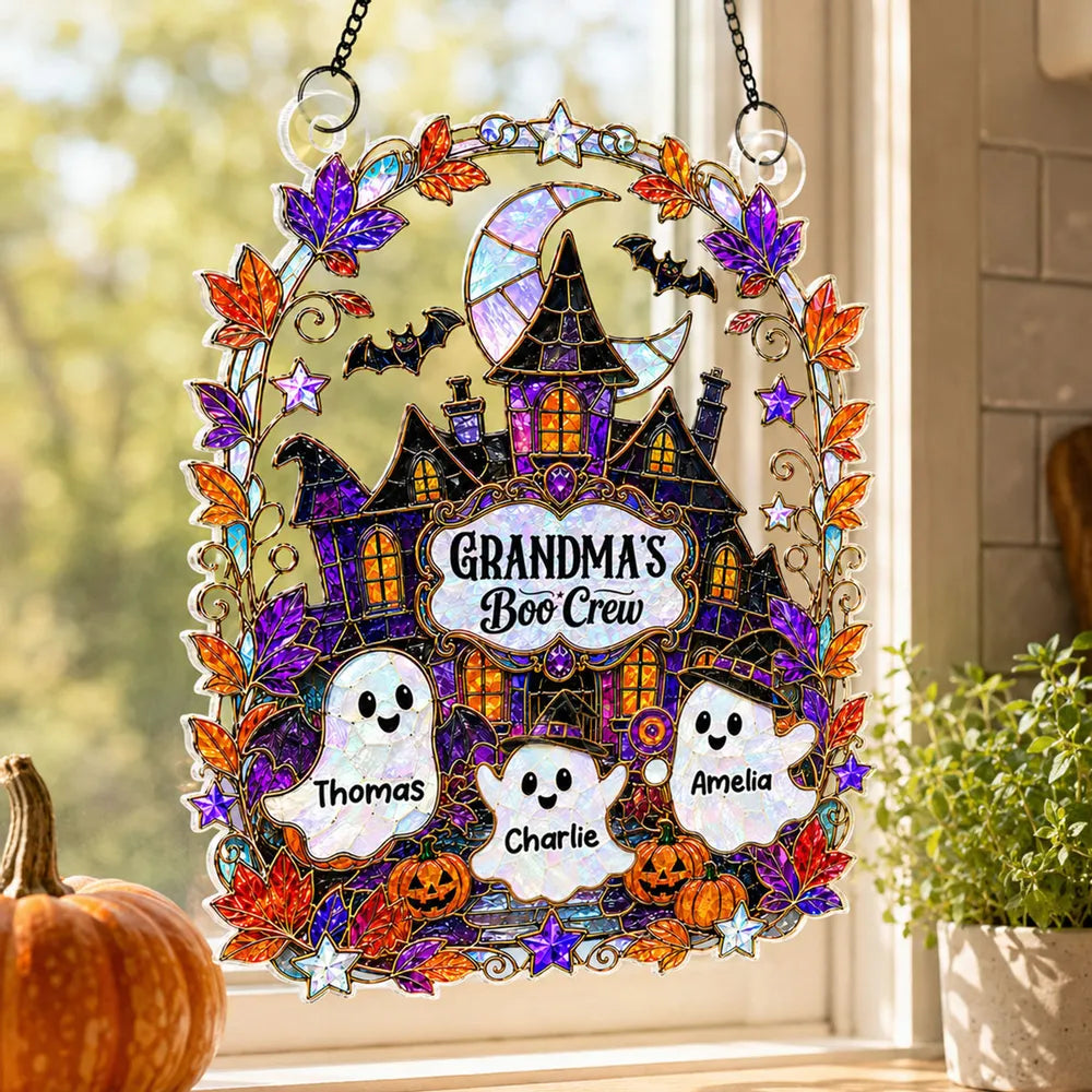 Grandma's Boo Crew Haunted House - Personalized Acrylic Window Hanging - Halloween Decoration For Grandma 80ac49fd-a92b-4490-bb29-b33ea876e89a-banner-9.webp