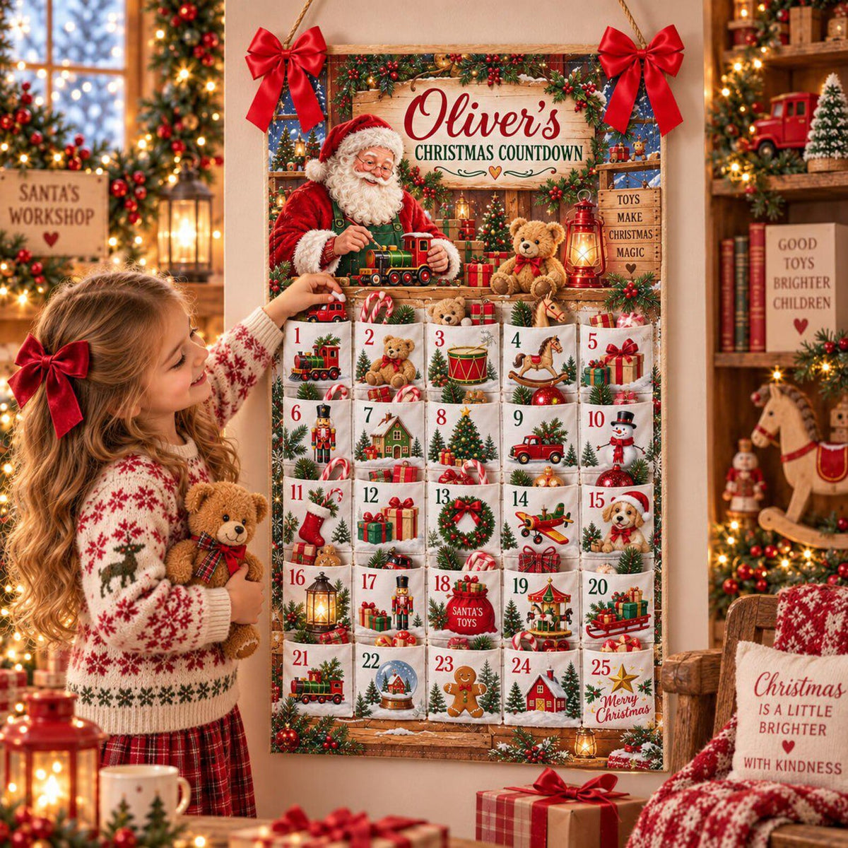 Personalized Reusable Fabric Advent Calendar, Santa Christmas Countdown, Custom Name 25 Pocket Advent Calendar, Kids Holiday Wall Xmas Decor 80b1b39a-7128-4781-b92e-fb46cb7c8b8c-il_1588xN.8590676897_bil8.jpg
