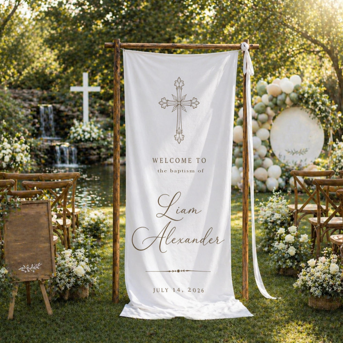 Custom Baptism Welcome Banner, Cross Ceremony Decor 80b955d9-a191-48dc-81a0-a0bd2934f2f3-3.jpg