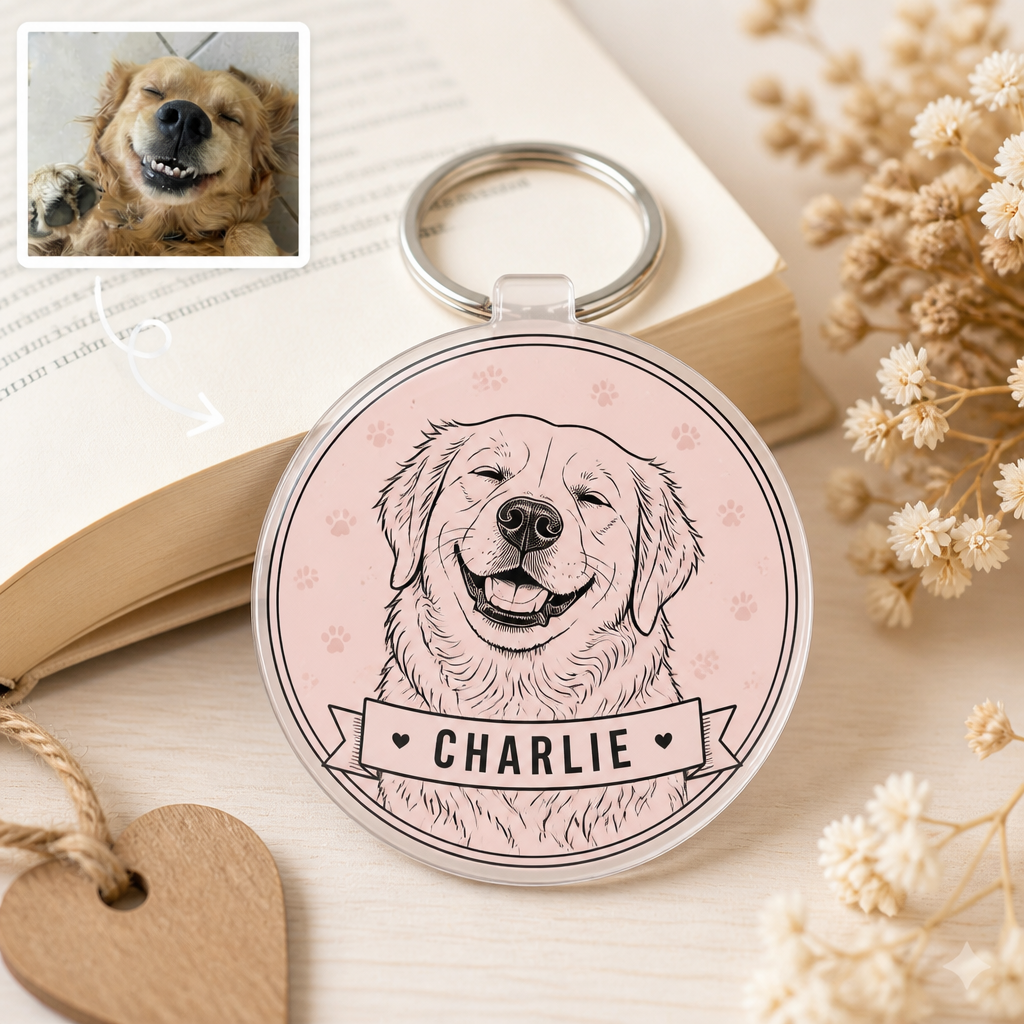 Custom Pet Portrait Acrylic Keychain – Line Art + Name - Personalized Acrylic Keychain 80db13f3-01fc-440c-a06e-337427493a83.png