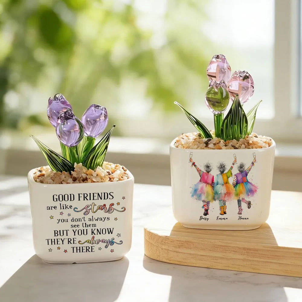 Good Friends Are Like Stars - Personalized Mini Glass Flower Pot - Gift For Soul Sister, Bestie, Friends 80dd60c4-10fa-4132-bded-21df34658a42-banner-4.webp