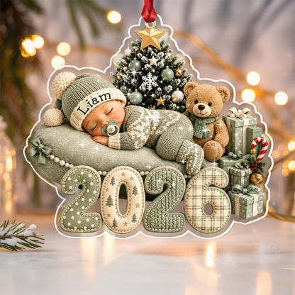 Baby Sleep First Christmas Acrylic 2D Flat Ornament, Custom Newborn Name Keepsake 80e1c3e2-2c05-47b2-8f0d-b8b223605fc2-4.jpg