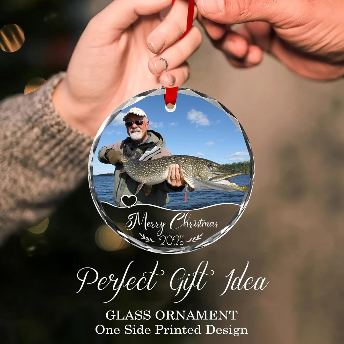 Custom Family Glass Ornament 2025 - Personalized Christmas, Ornament with Custom Name, Photo, Date - Perfect Keepsake Gift for Family, Dad, Mom, Him, Her, Couple