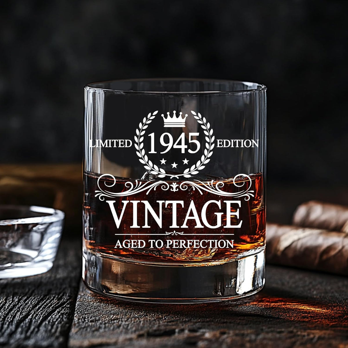 80th Birthday Gifts For Men - 80th Birthday Decorations - Gifts For 80 Year Old Man - 1945 Birthday Gifts - 80th Birthday Whiskey Glasses - Gift For 80th Birthday - 1945 Vintage Whiskey Glass