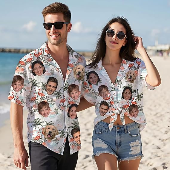 Custom Hawaiian Shirt with Face for Men Women Adult Youth Kid, Personalized Hawaiian Shirts with Face Photos Picture