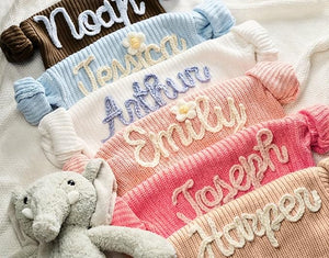 Personalized Baby Sweater, Custom Baby Name Sweater for Newborn with Hand-Embroidery & Monogrammed, Infant Pullover, Gifts for Toddler Boy Girl Birthday Christmas BabyShower