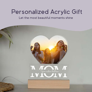 Customized Gifts for Mom - LED Acrylic Plaque/Mothers Day Gifts for Mom - Custom Picture Frames - personalized Gifts for Mom from Kids - I Love You Mom - Mother