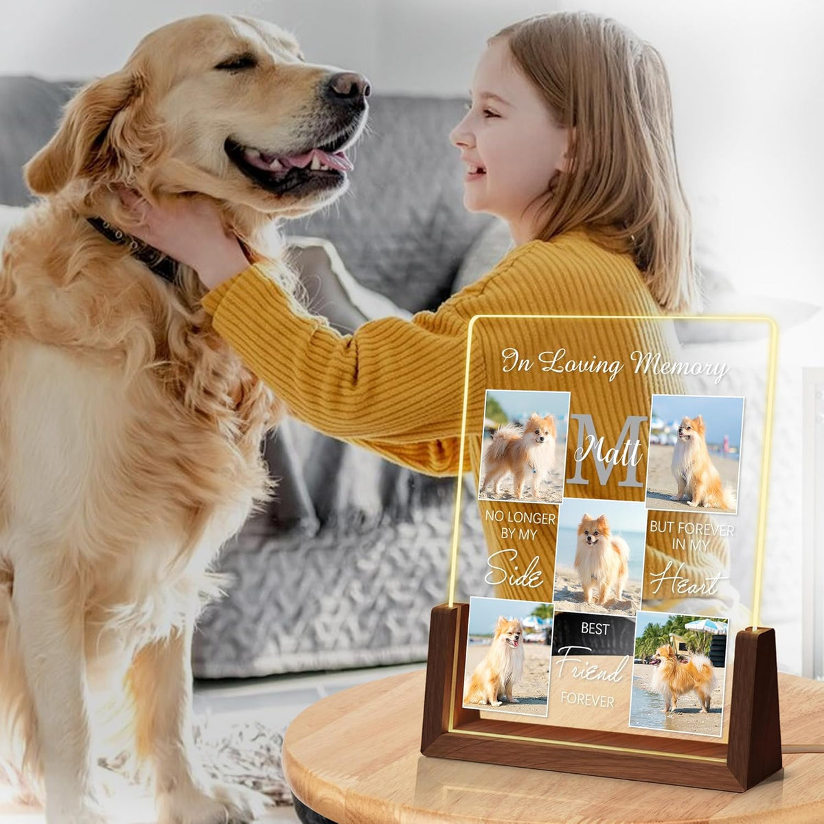 Personalized Dog Memorial Gifts, Custom Acrylic LED Night Light Pet Loss Gifts Cat Pet Memorial Gifts with Pictures, Loss of Dog Sympathy Gifts, Memorial Plaques for Dogs, Memorial Gifts for Pet Lover
