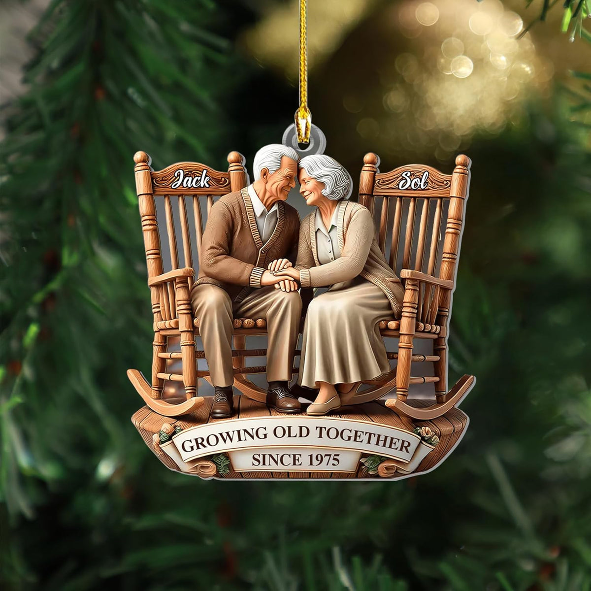 Growing Old Together Christmas Ornament, Personalized Couple Ornaments for Christmas Tree, Wife, Husband, Mom, Dad, Woman, Man, Decor, Standing Wooden Plaque