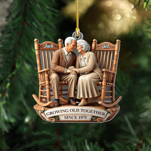 Growing Old Together Christmas Ornament, Personalized Couple Ornaments for Christmas Tree, Wife, Husband, Mom, Dad, Woman, Man, Decor, Standing Wooden Plaque