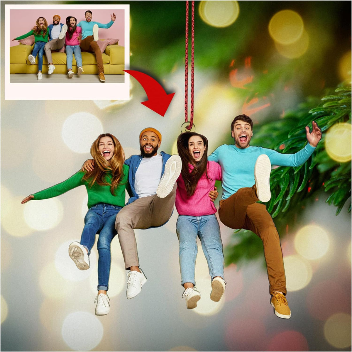 Personalized Photo Ornament, Custom Christmas Ornaments, Double-Sided Print, 2D Acrylic Christmas Gift For Family Bestie Friend Sister