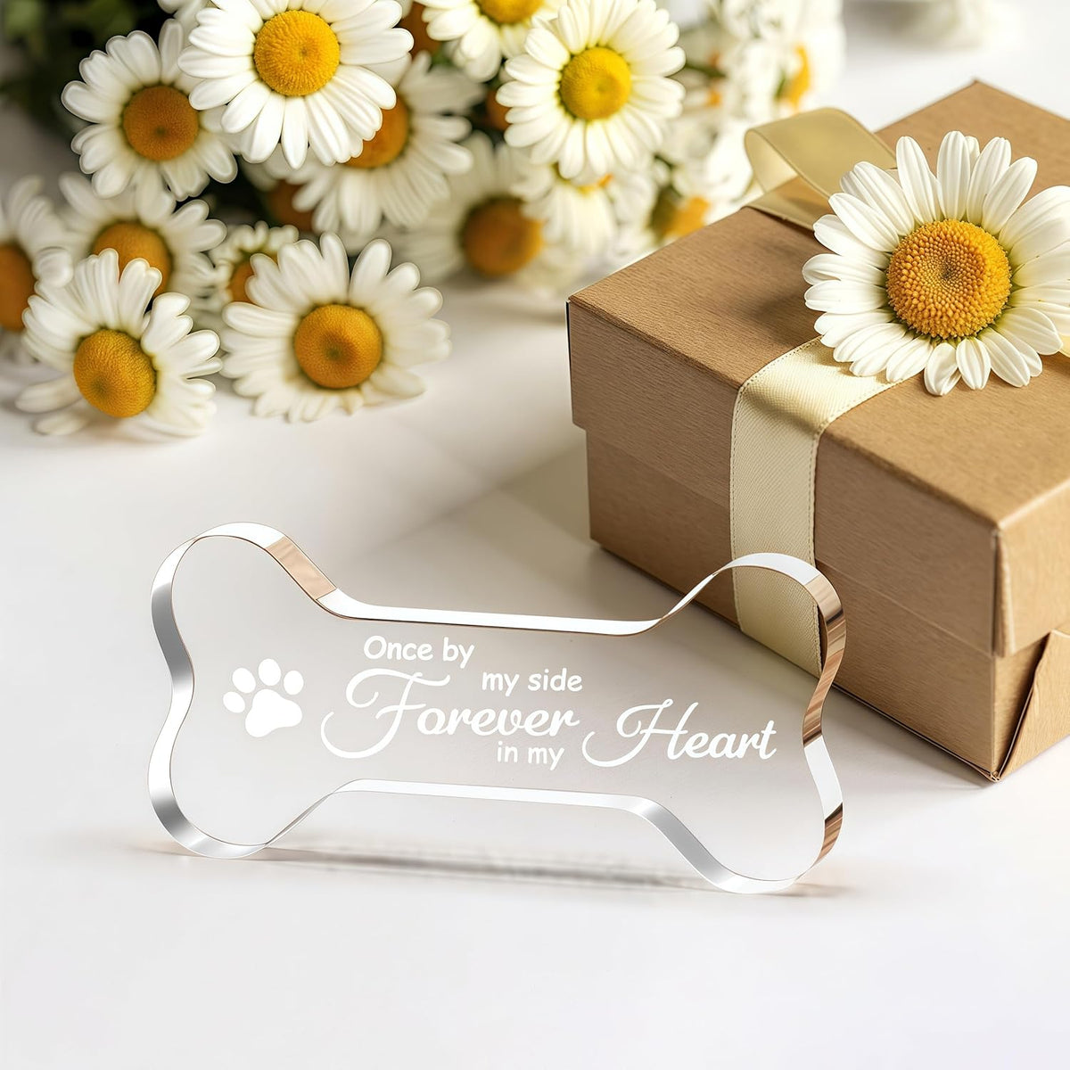 Pet Memorial Ornament Remembrance Gifts Loss of Dog Cat Sympathy Gift Crystal Bone Shape Decor Ornament for Dogs Puppy Keepsake
