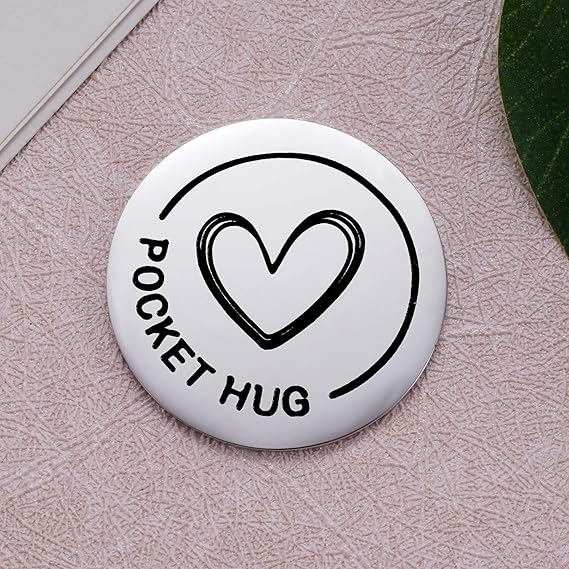 Pocket Hug Token Inspirational Reminder Gifts Mental Health Thinking of You Gift Self Love with PU Leather Keychain