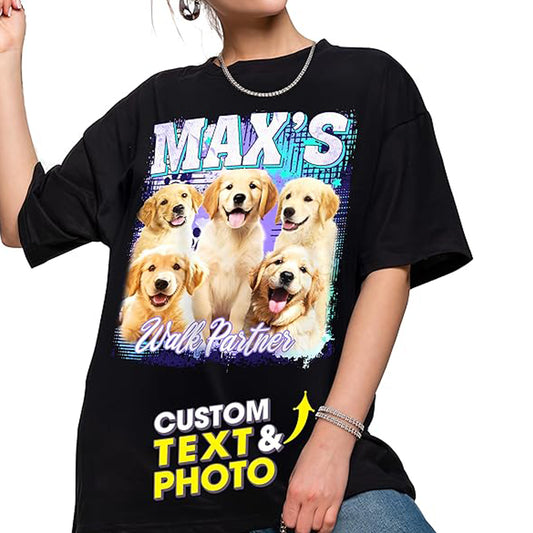 Custom Shirts Custom Bootleg Rap Shirt for Him Custom Face Shirt with Photo Pet Custom Tees Gift for Dog Cat Lovers Birthday Gift For Dog Mom Cat Mom