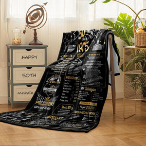 50th Anniversary Blanket - Golden '50 Years of Marriage' Commemorative Gift for Couple - Wife, Husband, Parents, Grandparents - Back in 1975 - Blanket