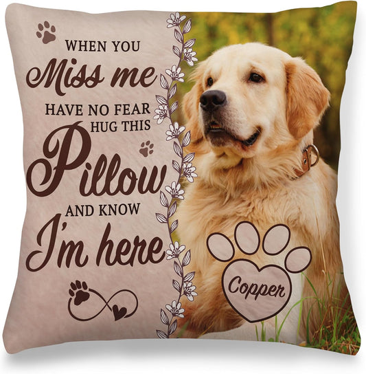 Personalized Pet Memorial Pillow with Photo, Dog Memorial Gifts for Loss of Dogs Cats, Pet Photo Gifts for Dog Lovers, in Memory of Pet, Loss of Dog Sympathy Gift, Dog Bereavement Gift