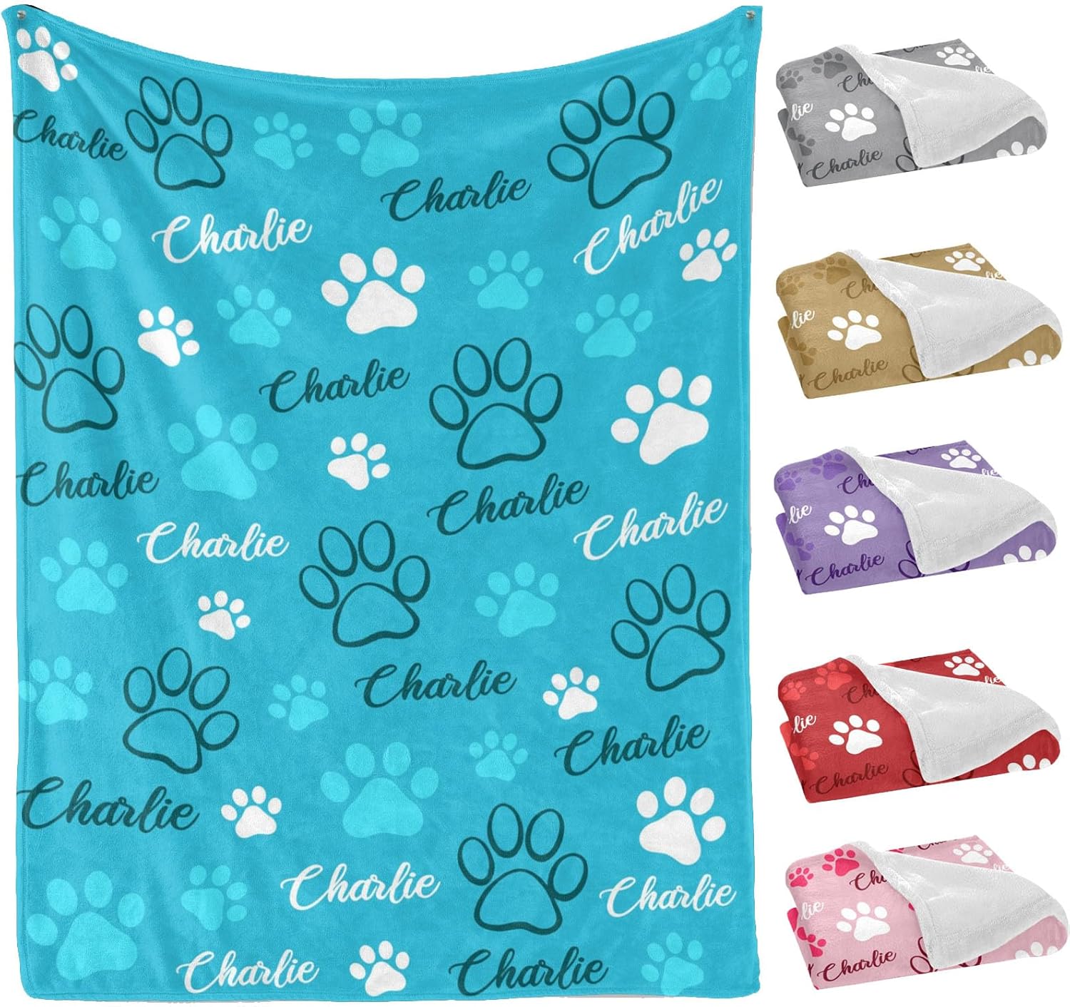 Custom Memorial Blanket Gifts for Dog Lover: Personalized Puppy Photo Collage Throw Blanket with Picture Name in Loving Memory Blanket