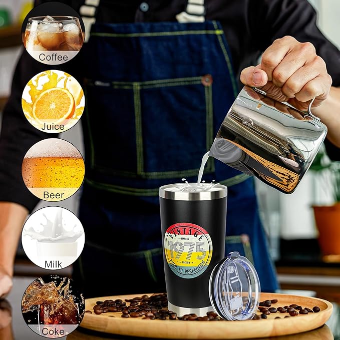 50th Birthday Gifts for Women Men - 1975 50th Birthday Decorations Gifts Ideas for Her Him - 50 Year Old Birthday Gift for Men Women Turning 50 Gift Ideas - Stainless Steel Tumbler