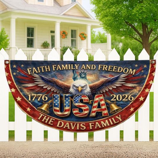 Personalized 250th Anniversary Flag Bunting, America's 250th Anniversary Double-Sided Outdoor Banner, Patriotic Yard & House Decoration for 4th of July, Independence Day