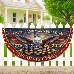 Personalized 250th Anniversary Flag Bunting, America's 250th Anniversary Double-Sided Outdoor Banner, Patriotic Yard & House Decoration for 4th of July, Independence Day