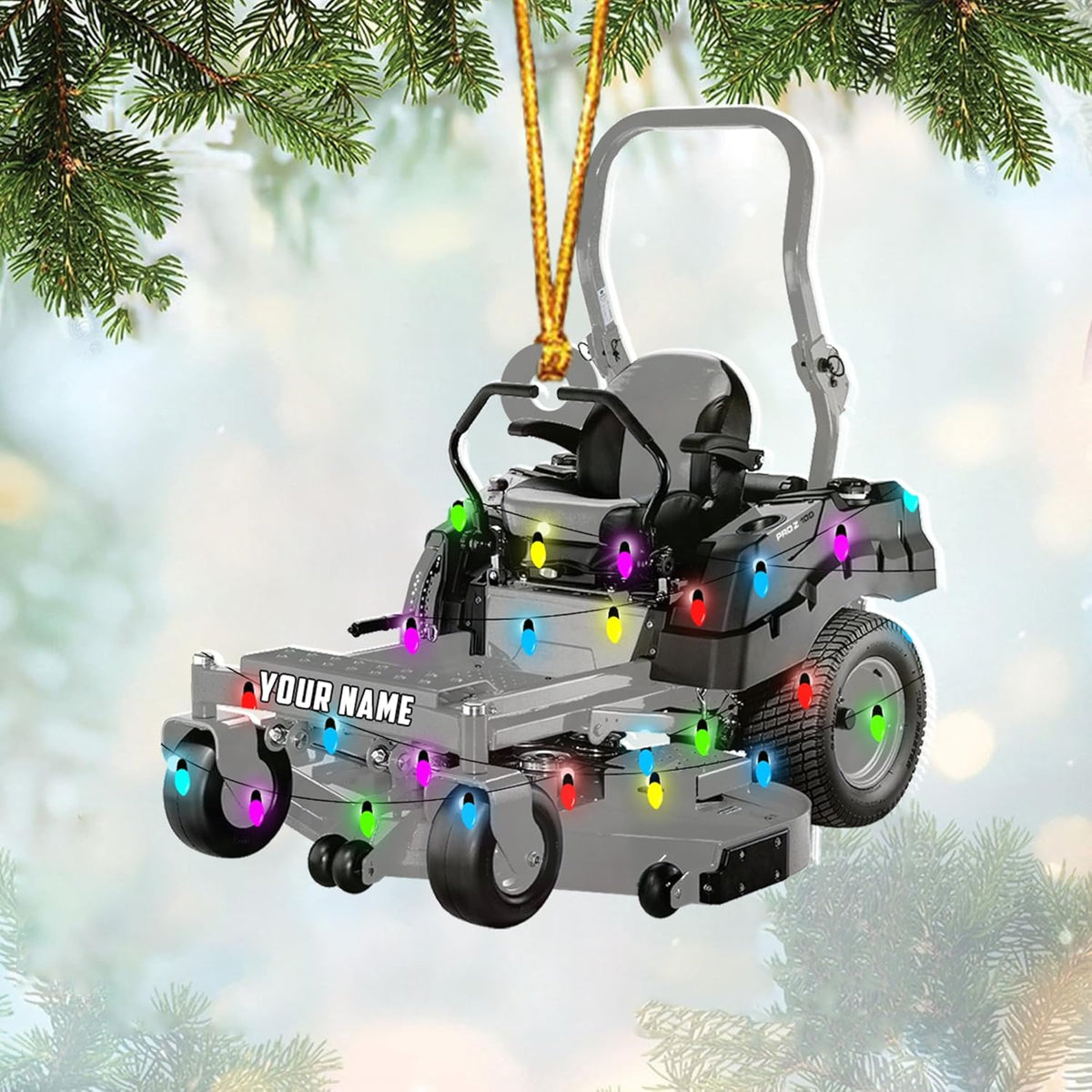 Personalized Lawn Mower Christmas Ornament Lawnmower Ornament Lawn Christmas Tree Lawnmower Ornaments with Xmas Lights Gardening Christmas Tree Ornaments