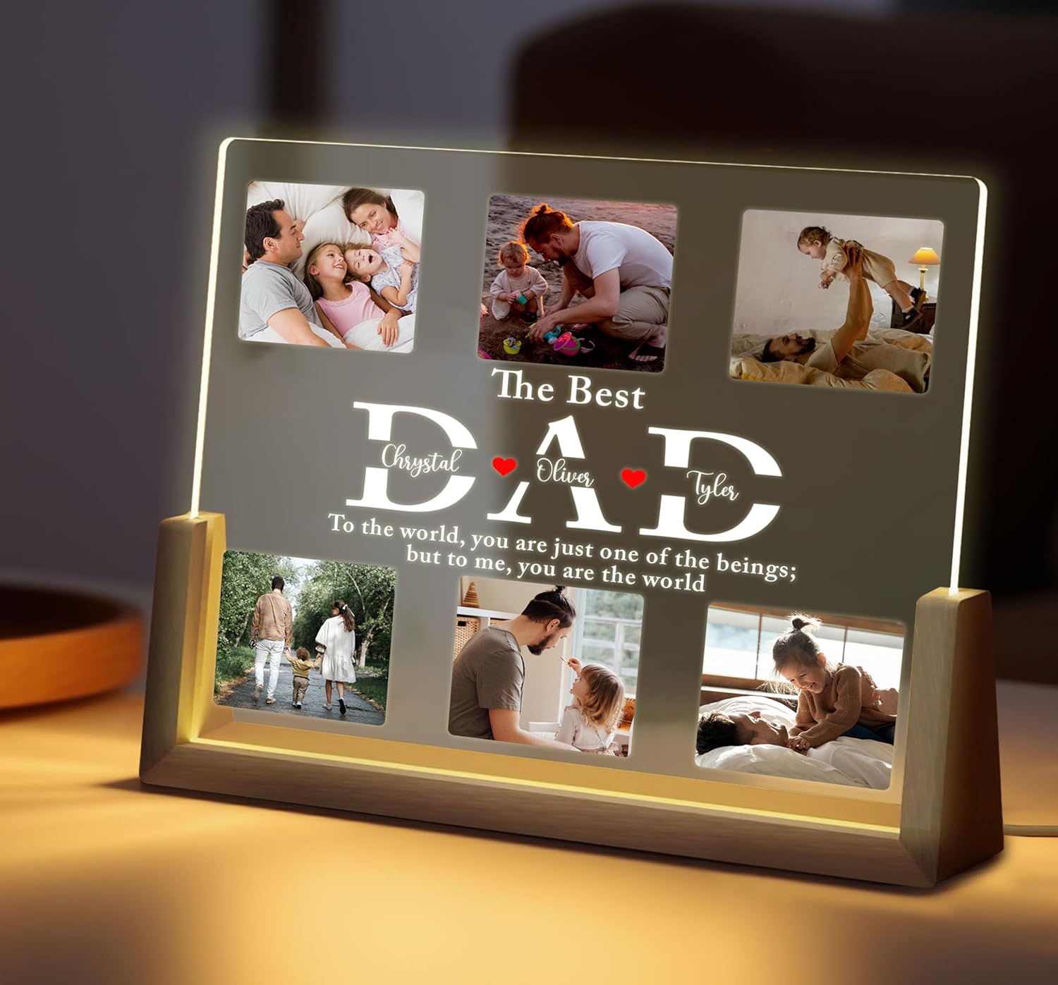 Personalized Gifts for Dad, Father's Day Gifts from Daughter Son Wife, Acrylic LED Night Light with Picture, Dad Night Light, Gifts for Dad Who Wants Nothing, Christmas Birthday Gifts for Dad