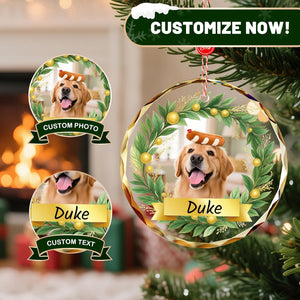 Personalized Crystal Christmas Ornaments with Photo - Custom Dog Ornaments for Christmas Tree, Customized Pet Xmas Ornaments Decorations for Christmas Tree