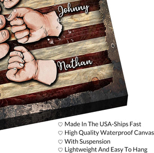 Personalized Fathers Day Cool Gifts for Dad from Son Daughter, Unique Fist Bump Canvas Prints with Name, Custom Birthday Anniversary Christmas Gifts for Papa Daddy Husband