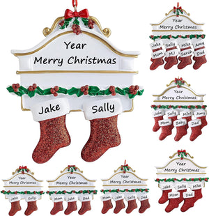 Personalized Christmas Ornaments 2025 Family of 2/3/4/5/6 Custom Christmas Stocking Ornament with Names Customized Ornaments for Xmas Tree
