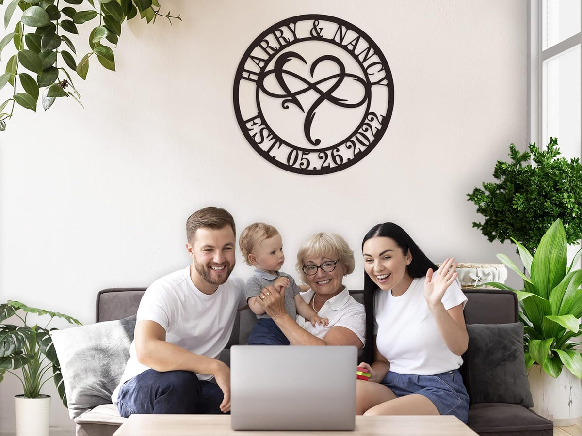 Infinity Heart Sign Personalized Metal Name Custom Mother Day Newlywed Engaged Gifts HousewarmingGifts Wall Decor