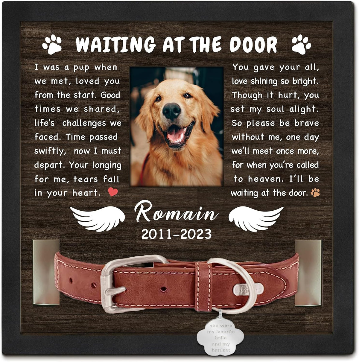 Waiting at the door Personalized Dog Memorial Picture Frame Gifts for Loss of Pet- in Memory of Dog Passing Away Sympathy Gifts