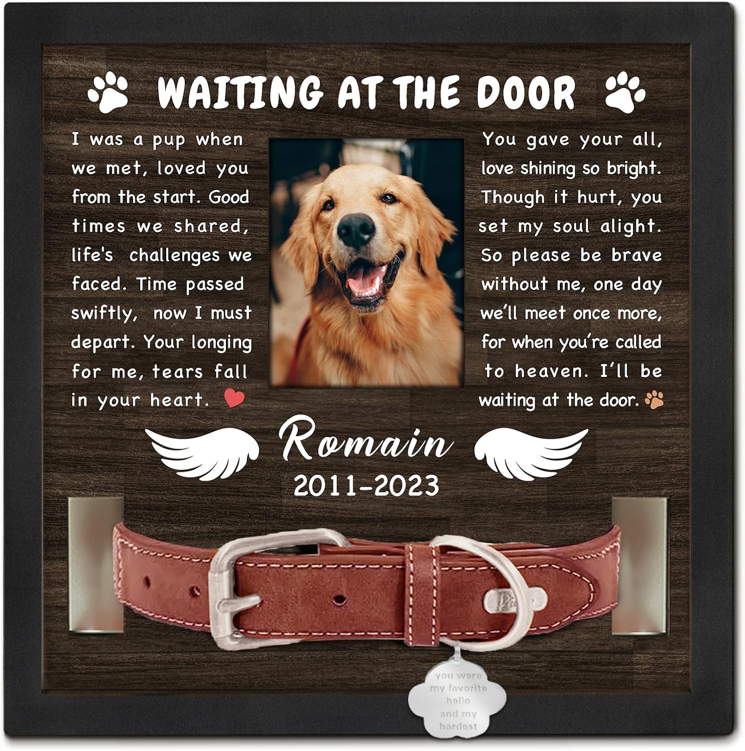 Waiting at the door Personalized Dog Memorial Picture Frame Gifts for Loss of Pet- in Memory of Dog Passing Away Sympathy Gifts