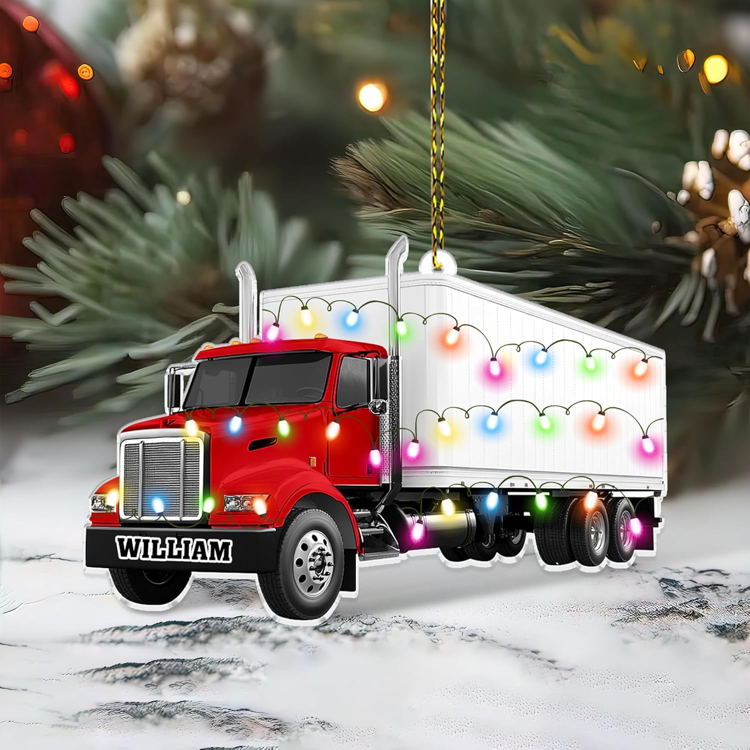 Personalized 2D Flat Truck Christmas Ornament - Gift for Driver, Dad, Men, Truck Lovers - Farmhouse Decor - Custom Acrylic Christmas Decoration