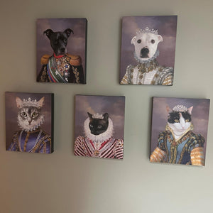 Customized Pet Portrait Canvas of Dog and Cat Renaissance Style, Wall Art Print for Home Decor, Living Room, Bedroom, Home Office