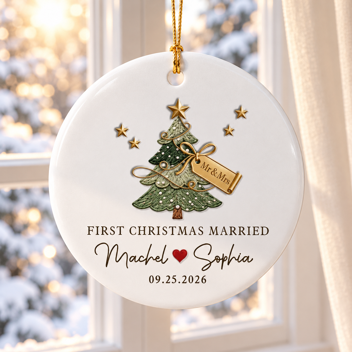 Personalized First Christmas Married Ceramic Ornament, Mr & Mrs Name with Wedding Date Keepsake 812c0ff7-9f46-4643-ab46-29ef289809d0-banner.png