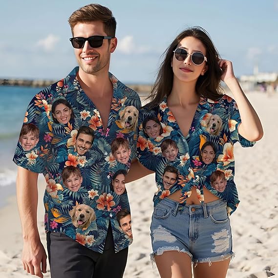 Custom Hawaiian Shirt with Face for Men Women Adult Youth Kid, Personalized Hawaiian Shirts with Face Photos Picture
