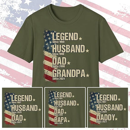 Legend Husband Dad Grandpa Shirt with Customize Nickname, Est, Face - Personalized Fathers Day Shirt, First Time Dad T-Shirt