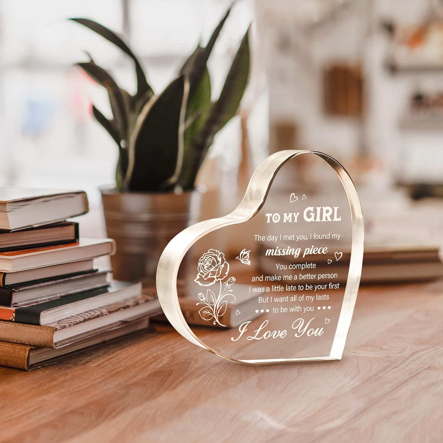 Gifts for Girlfriend, Valentine's Day Gifts for Her - To My Girl Heart Shaped Acrylic Plaque - Birthday Gifts for Girlfriend Wife, I Love You Gifts for Her Anniversary Gf Gifts