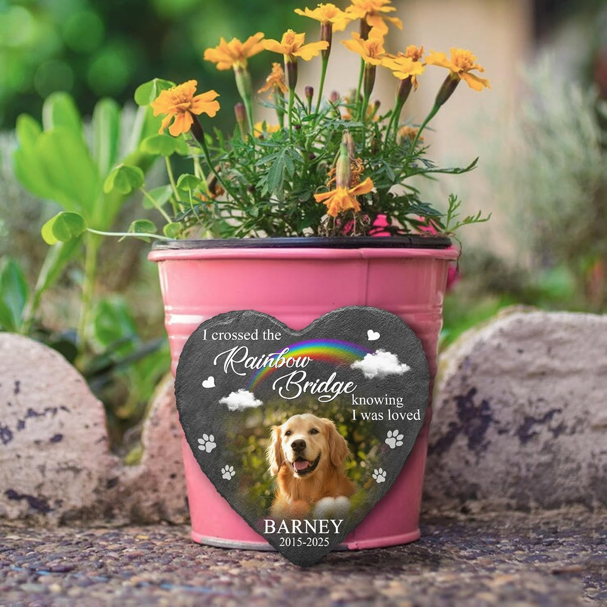 Custom Dog Memorial Stones Personalized Dog Gifts | Pet Memory Thoughtful Gifts for 4-Legged Companion Passed Away | Pet Stones Memorial Dogs with Photo | Best Remembrance Gift for Pets Loss