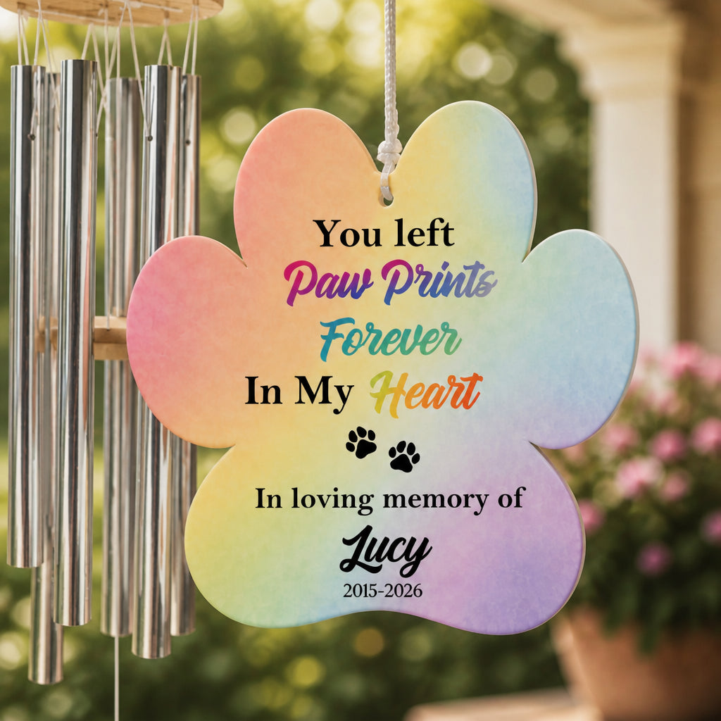 Pet Memorial Wind Chime – You Left Paw Prints In My Heart – Personalized Name & Years - Personalized Windchime 81359540-0cb7-43cc-804e-5849d945c45c.jpg