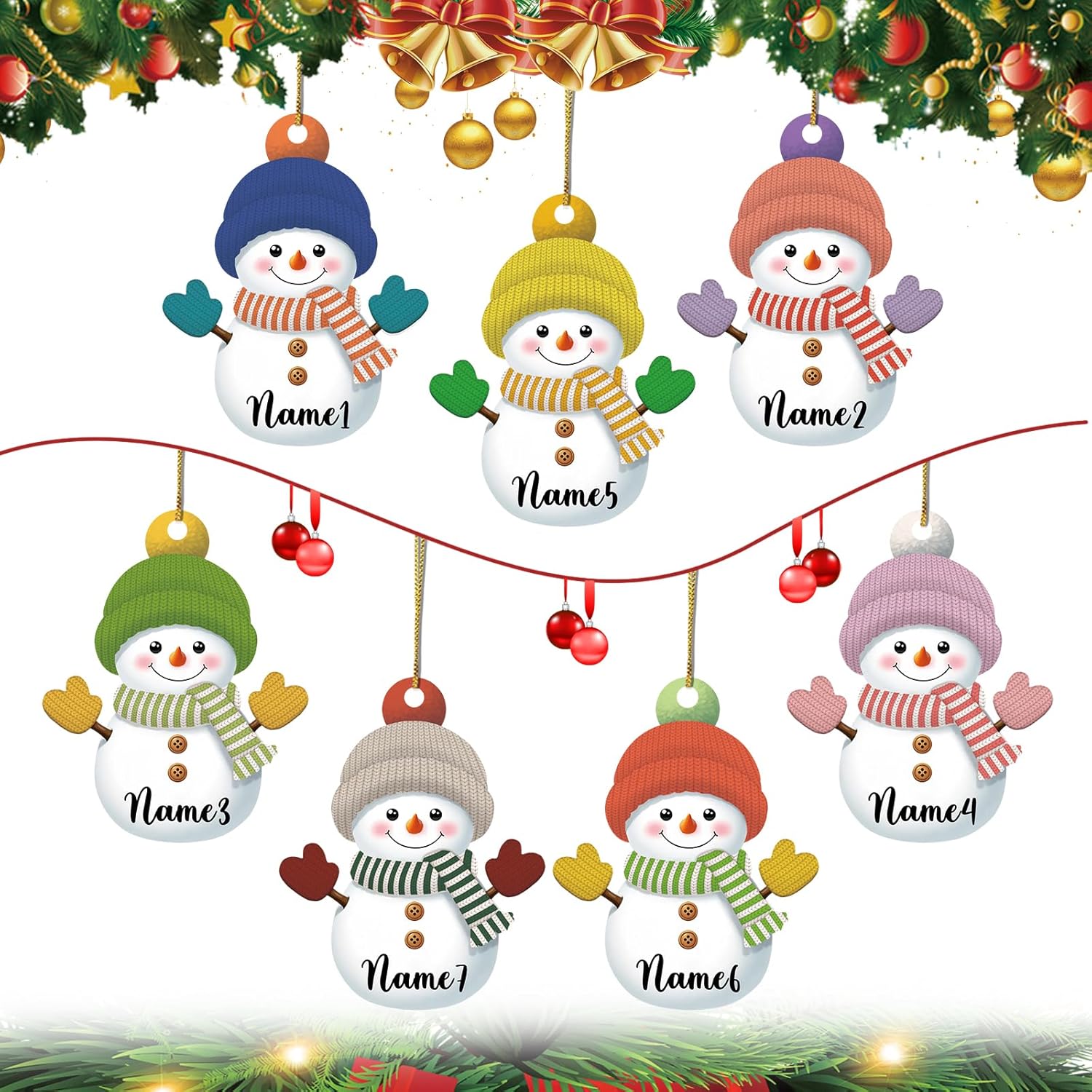 Personalized Christmas Ornament 2025, Custom Snowman Family Ornament with Name Photo Acrylic for Xmas Tree Decor Customized Hanging Gifts