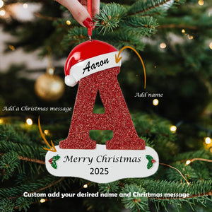 Personalized A-Z Letter Ornaments for Christmas Tree 2025 Custom Christmas Ornament with Name 3D Resin Xmas Hanging Pendant Original Gifts for Family Friends