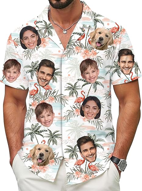 Custom Hawaiian Shirt with Face for Men Women Adult Youth Kid, Personalized Hawaiian Shirts with Face Photos Picture