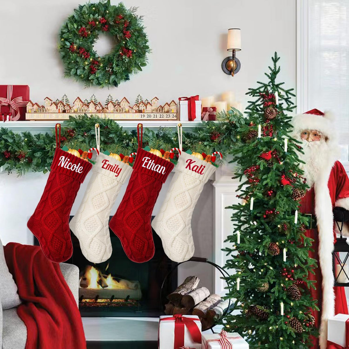 Personalized Christmas Stockings,Embroidered Christmas Stocking with name,Christmas Gift,Knit Christmas Stockings,Monogram Family Stockings