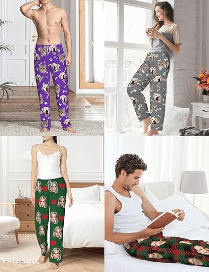 Personalized Pajamas with Photo for Men & Women, Custom Pajama Pants for Valentine's Day, Men's Pajama Pants with Pockets