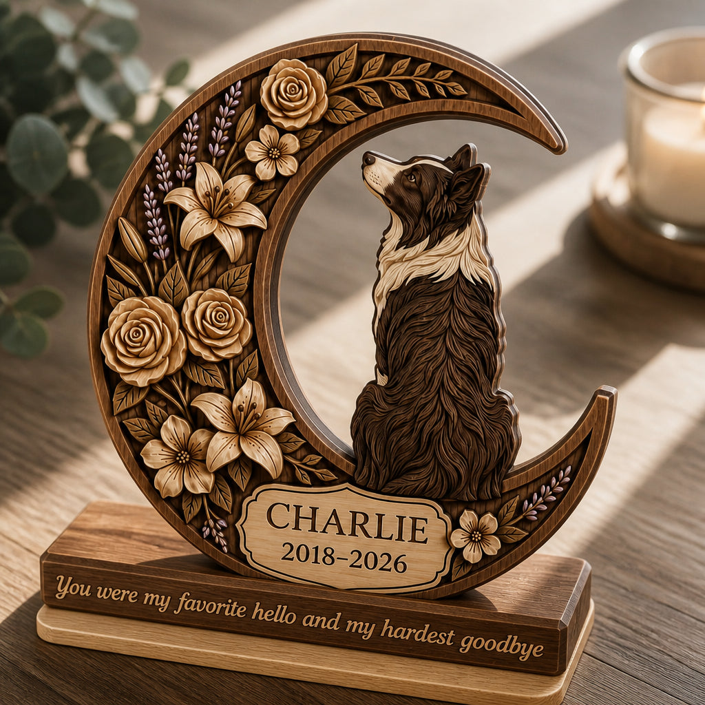 Starry Laurel Pet Memorial Wooden Stand — Name & Years - Personalized Wooden custom shape Standing 2 layer (5mm) 814931c0-a7cc-487a-a528-1844fbedcf26.jpg