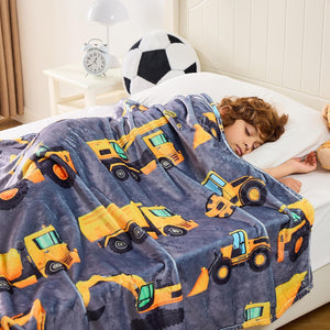 Kids Construction Truck Blanket for Boys Soft Fleece Kids Blanket for Couch Sofa Bedroom 3D Vehicles Excavator Cars Throw Blanket 50 x60 Multiple Sizes For Your Kids