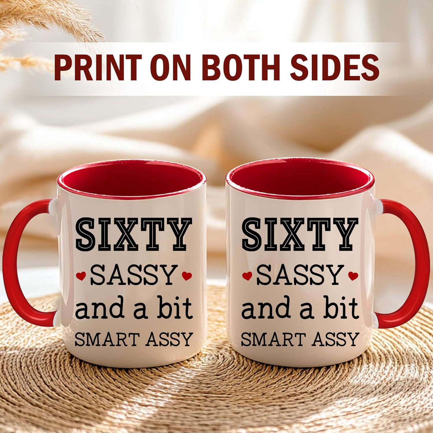 60th Birthday Gifts For Women - Sixty Sassy And A Bit Smart Assy - 60 Birthday Decorations For Her - Mothers Day Mug For Mom, Grandma, Wife - 60 Gift Ideas to Women - 60th Mug